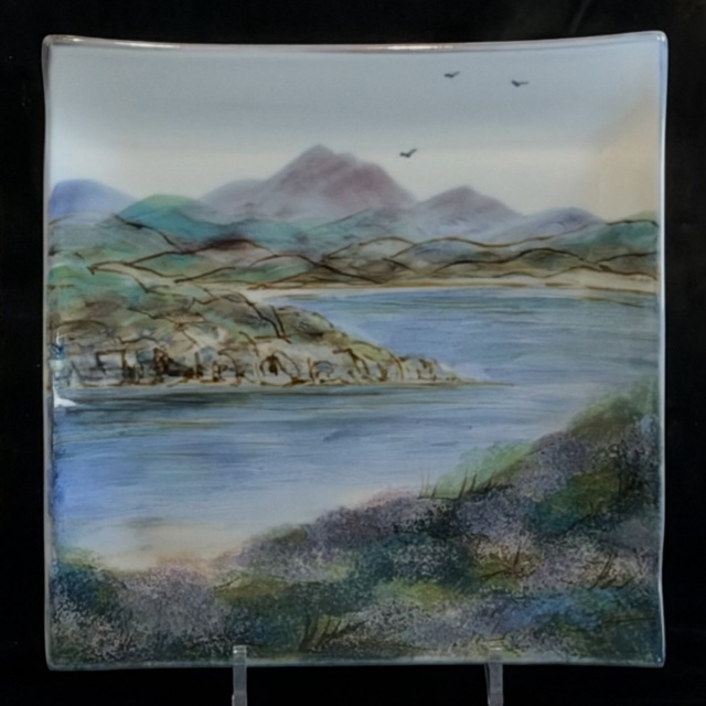 Highland stoneware square landscape